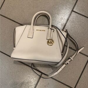 Michael Kors Cream Satchel with Gold Accents